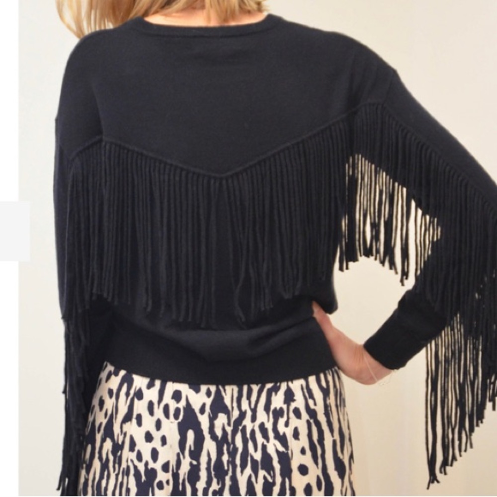 Essentiel Antwerp Navy Fringe Sweater